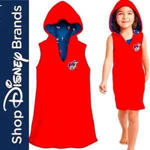 NWT DISNEY MINNIE MOUSE RED NAVY COVERUP COVER UP HOOD HOODIE 4th of July summer